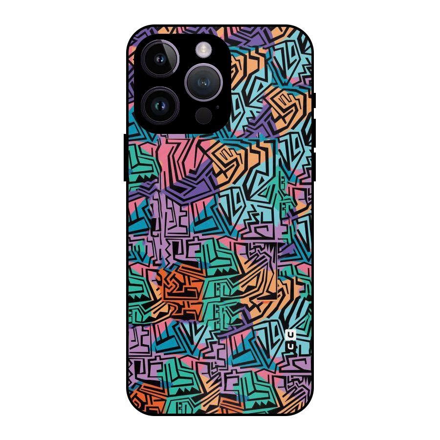 Abstract Lining Colors Metal Back Case for iPhone 14 Pro Max