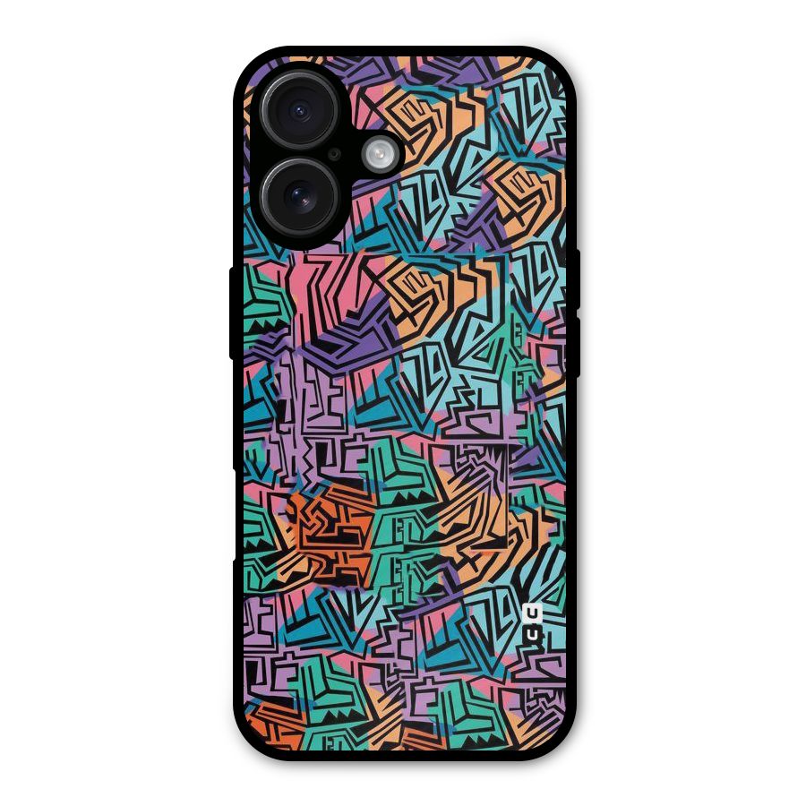 Abstract Lining Colors Metal Back Case for iPhone 16