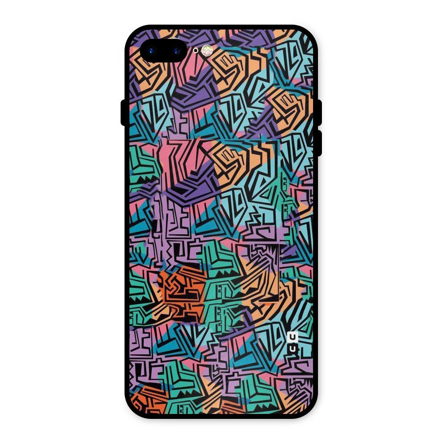 Abstract Lining Colors Metal Back Case for iPhone 8 Plus