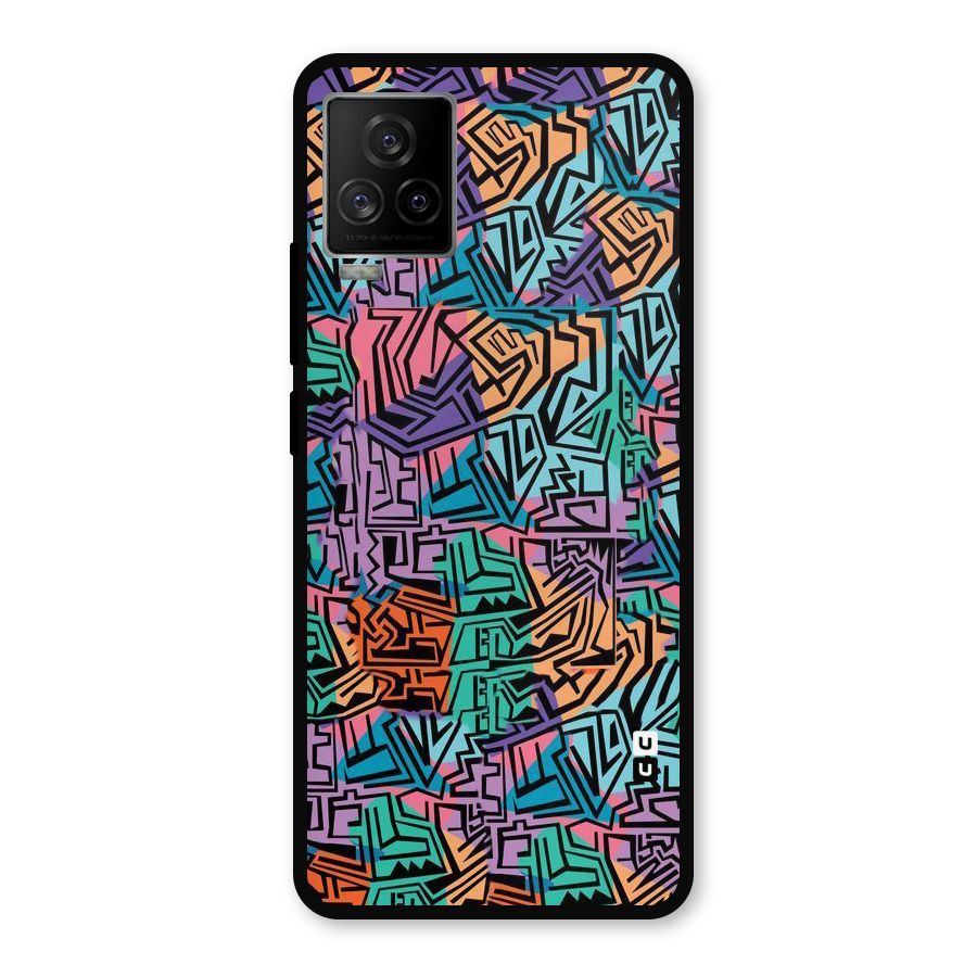 Abstract Lining Colors Metal Back Case for iQOO 7 Legend 5G