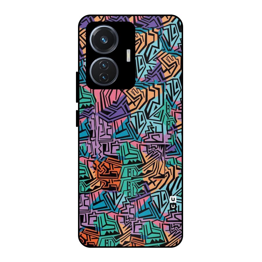 Abstract Lining Colors Metal Back Case for iQOO Z6 44W