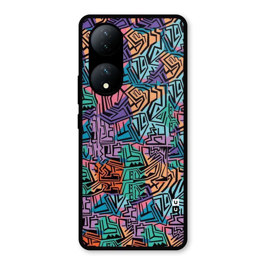 Abstract Lining Colors Metal Back Case for iQOO Z7s
