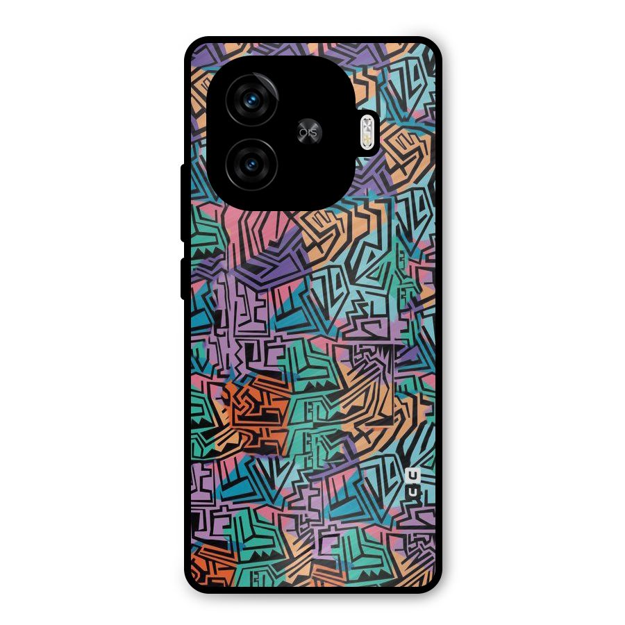 Abstract Lining Colors Metal Back Case for iQOO Z9 Turbo