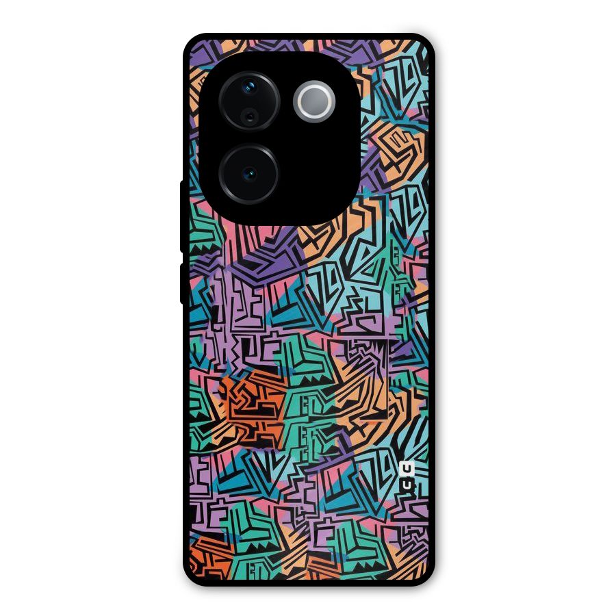Abstract Lining Colors Metal Back Case for iQOO Z9s Pro