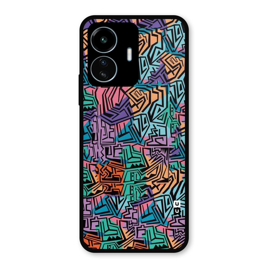 Abstract Lining Colors Metal Back Case for vivo iQOO Z6 Lite 5G