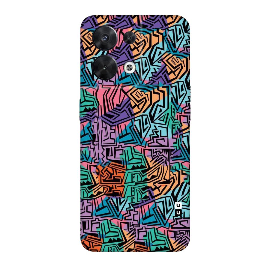 Abstract Lining Colors Original Polycarbonate Back Case for Oppo Reno8 5G