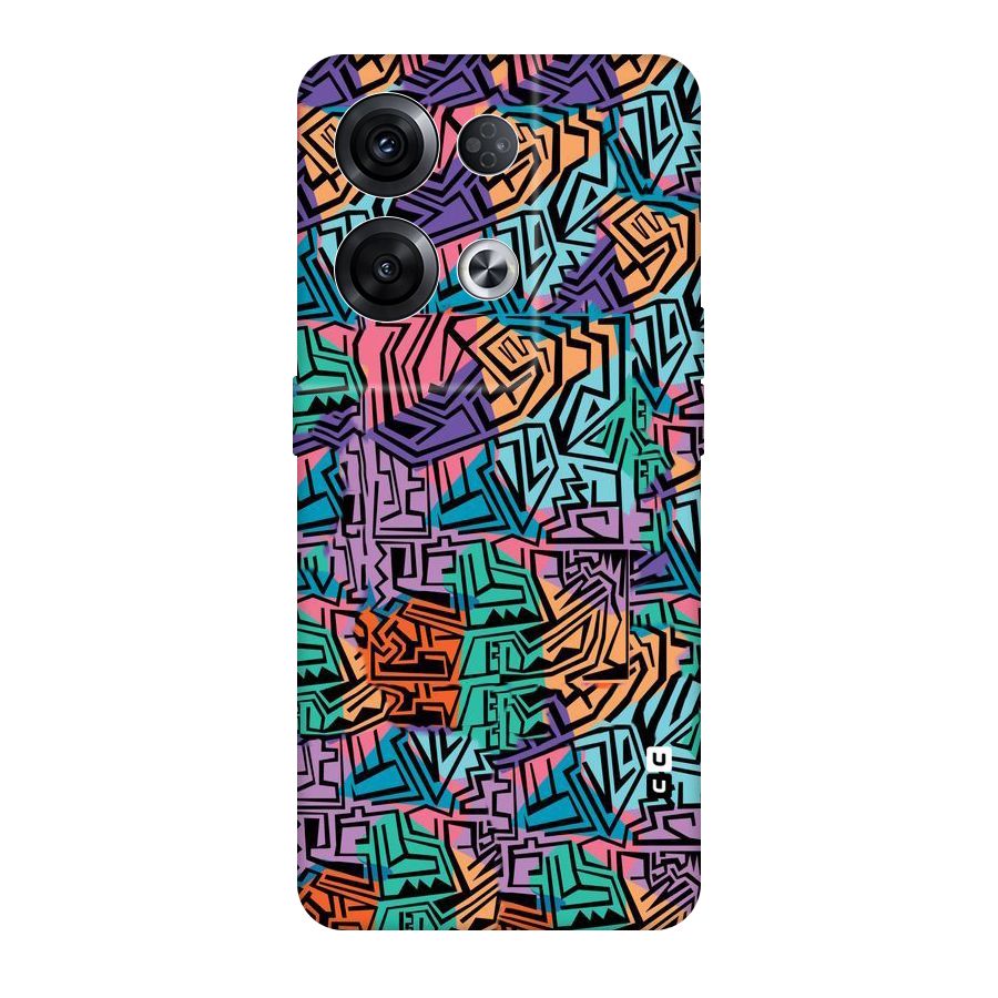 Abstract Lining Colors Original Polycarbonate Back Case for Oppo Reno8 Pro 5G