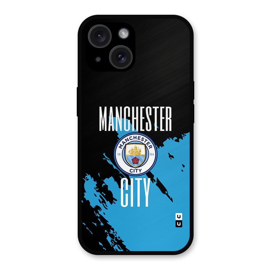 Abstract Manchester Metal Back Case for iPhone 15
