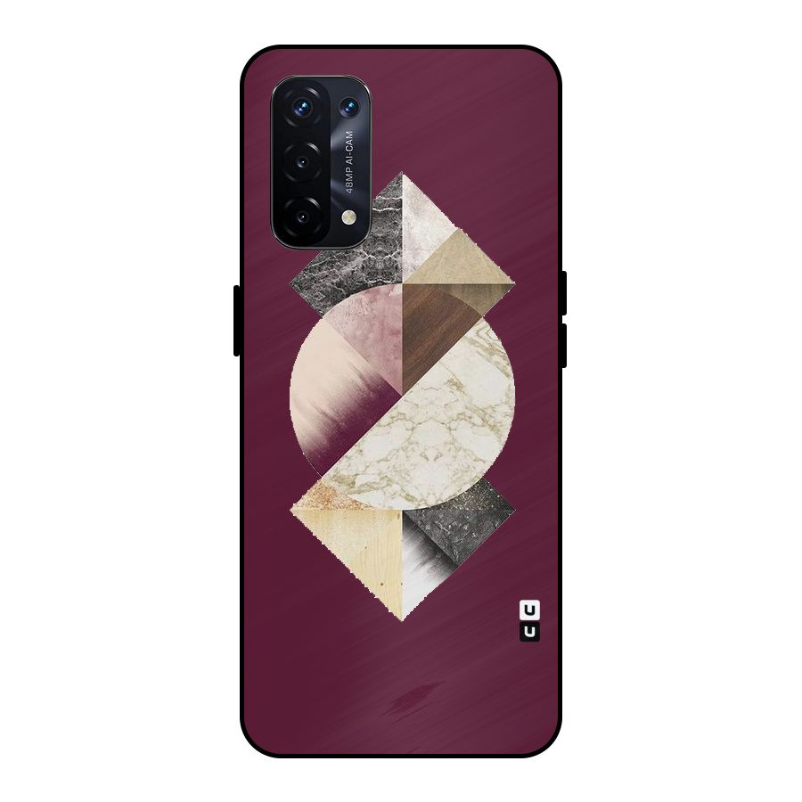 Abstract Marble Pattern Metal Back Case for Oppo A74 5G
