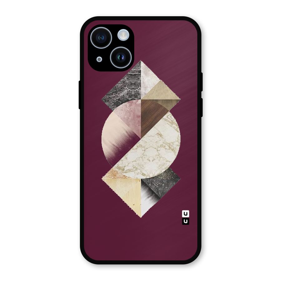Abstract Marble Pattern Metal Back Case for iPhone 14