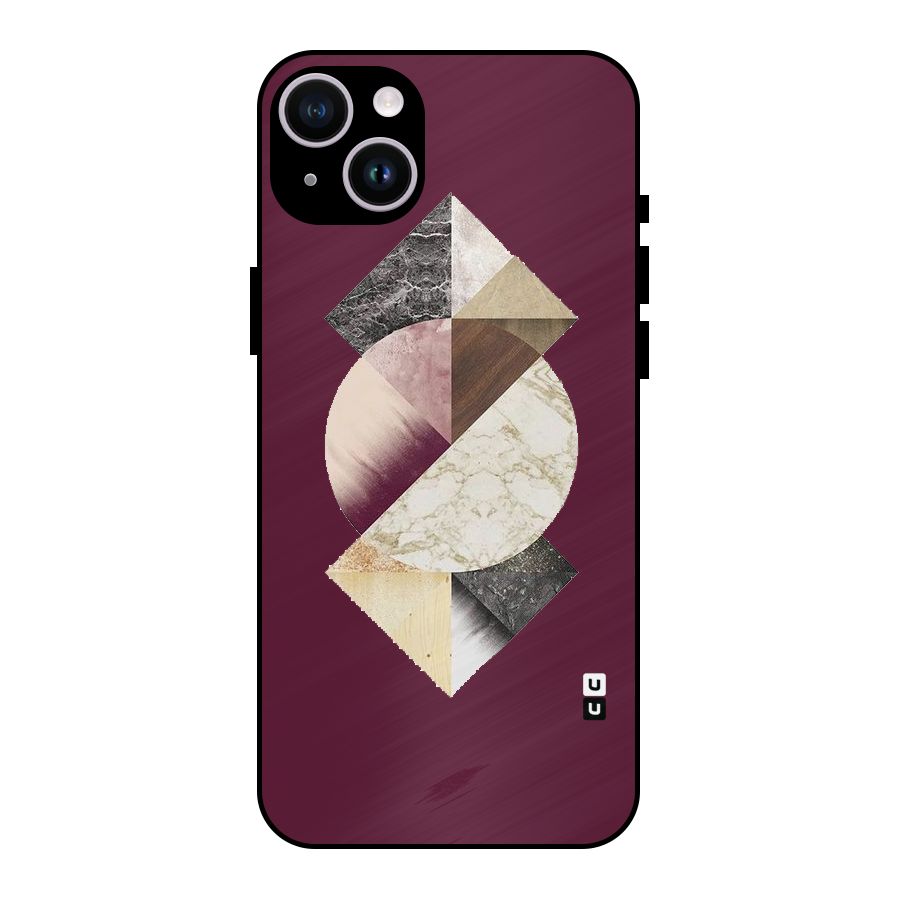 Abstract Marble Pattern Metal Back Case for iPhone 14 Plus