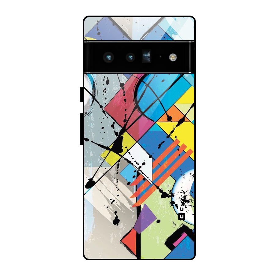 Abstract Paint Shape Glass Back Case for Google Pixel 6 Pro
