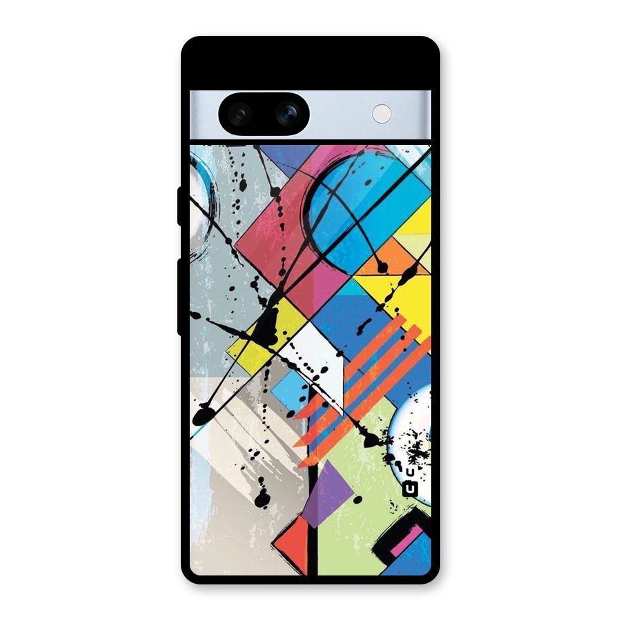 Abstract Paint Shape Glass Back Case for Google Pixel 7a