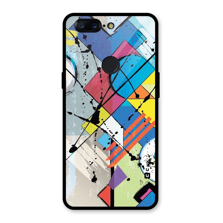 Abstract Paint Shape Glass Back Case for OnePlus 5T