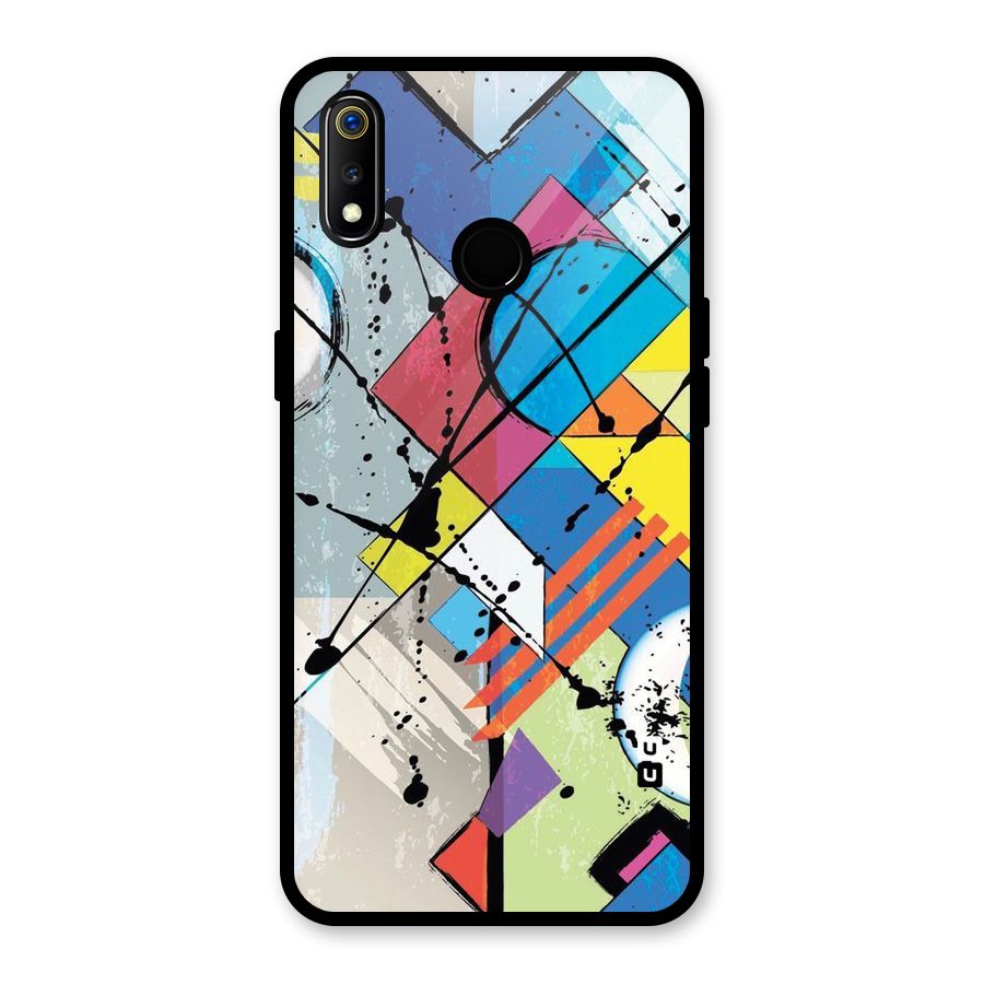 Abstract Paint Shape Glass Back Case for Realme 3