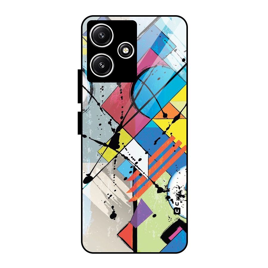 Abstract Paint Shape Glass Back Case for Redmi 12 5G