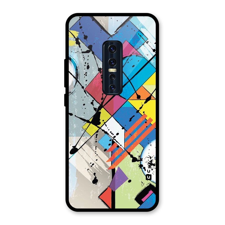 Abstract Paint Shape Glass Back Case for Vivo V17 Pro