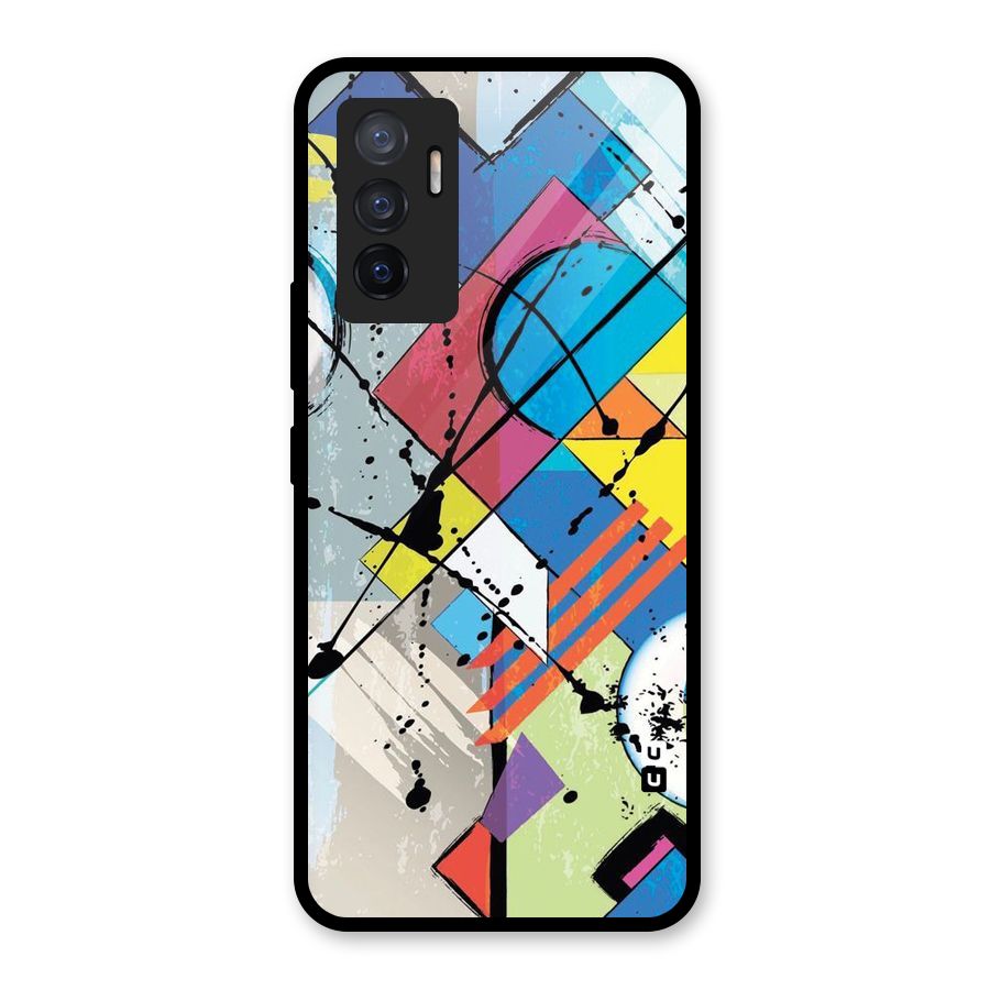 Abstract Paint Shape Glass Back Case for Vivo V23e