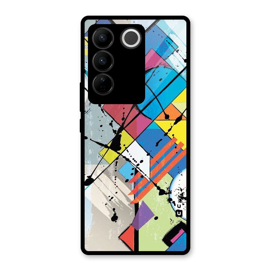 Abstract Paint Shape Glass Back Case for Vivo V27