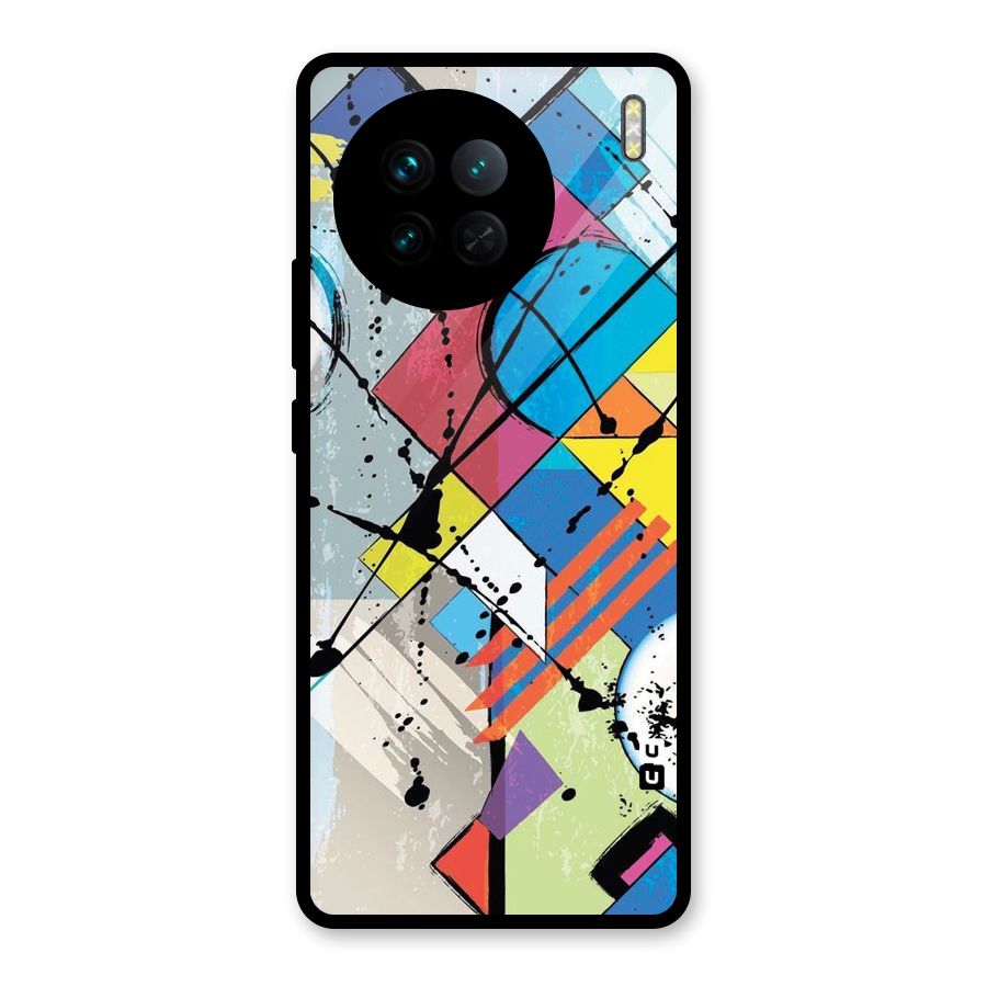 Abstract Paint Shape Glass Back Case for Vivo X90
