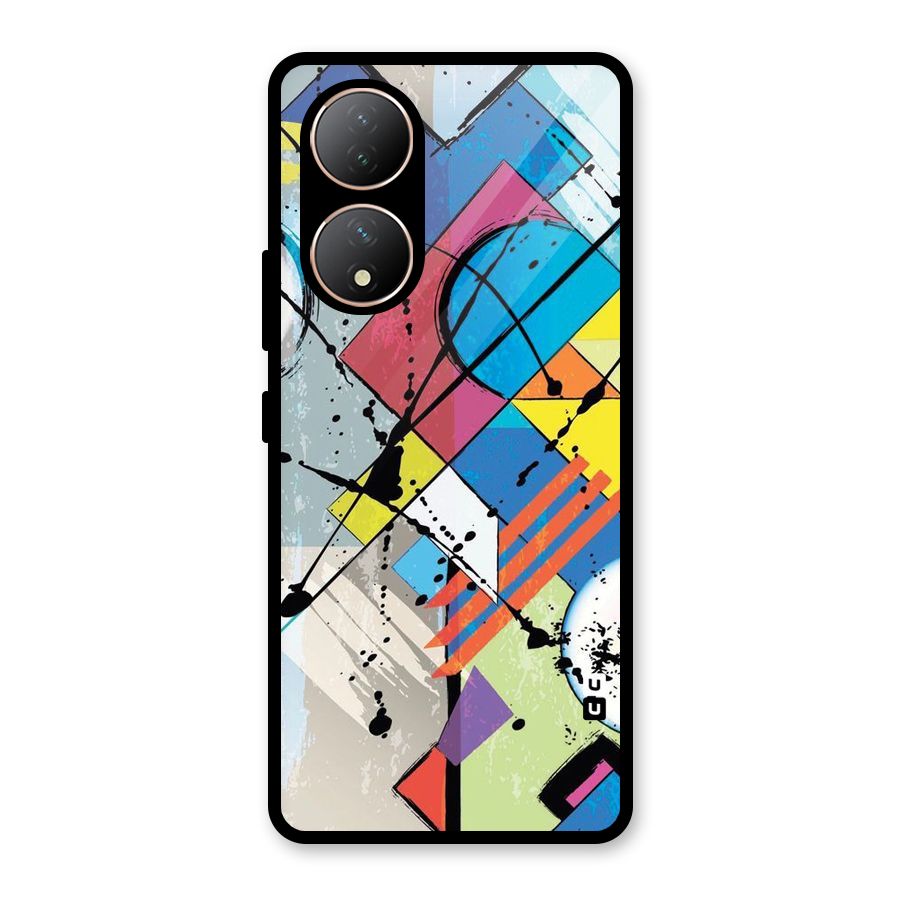 Abstract Paint Shape Glass Back Case for Vivo Y100A