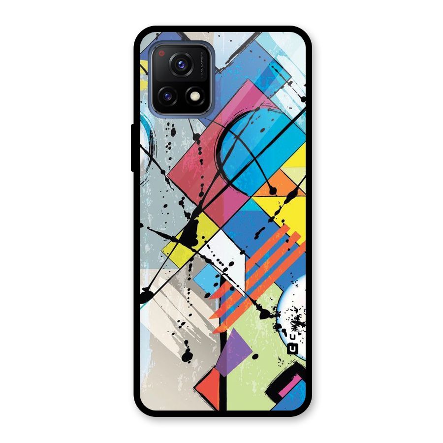 Abstract Paint Shape Glass Back Case for Vivo Y72 5G
