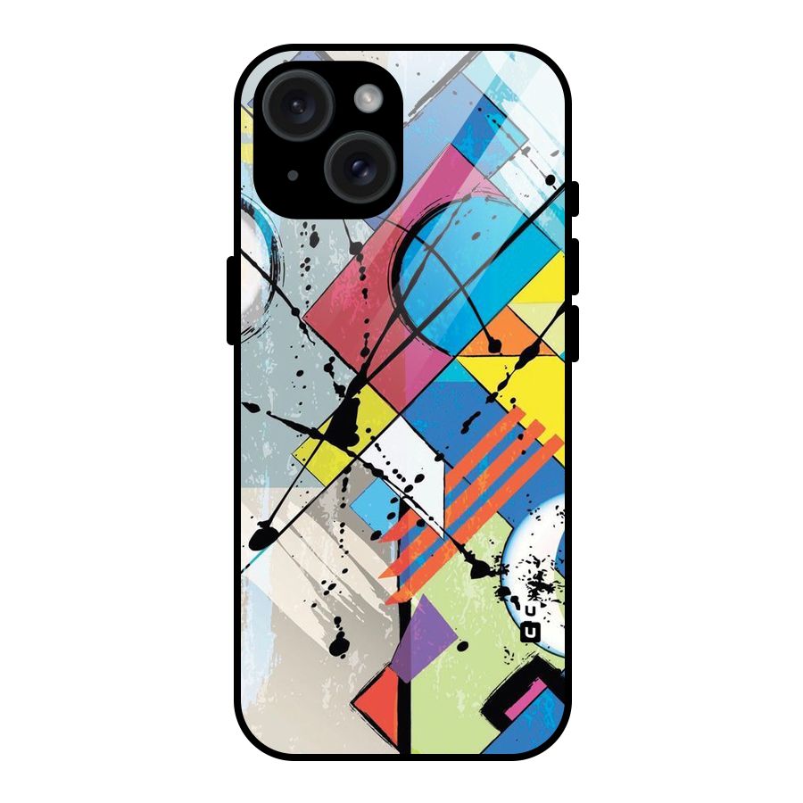 Abstract Paint Shape Glass Back Case for iPhone 15