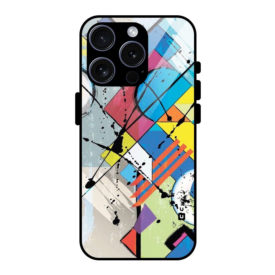 Abstract Paint Shape Glass Back Case for iPhone 15 Pro