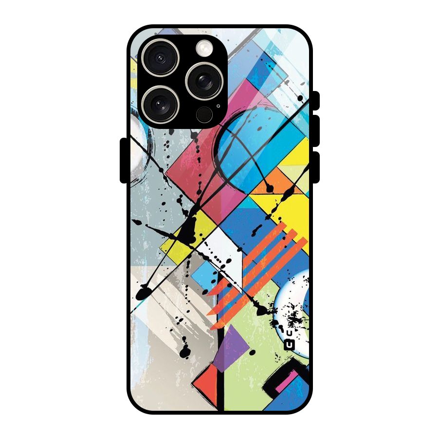 Abstract Paint Shape Glass Back Case for iPhone 15 Pro Max
