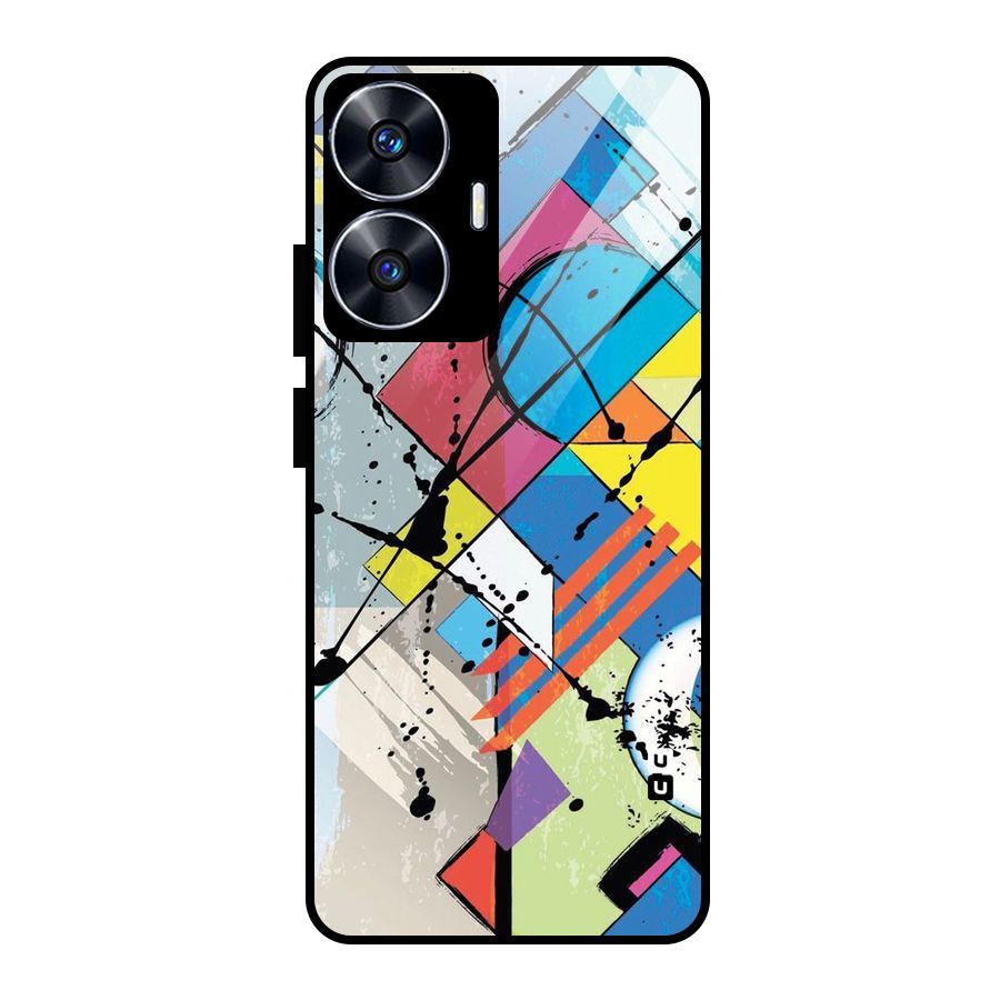 Abstract Paint Shape Glass Back Case for realme C55