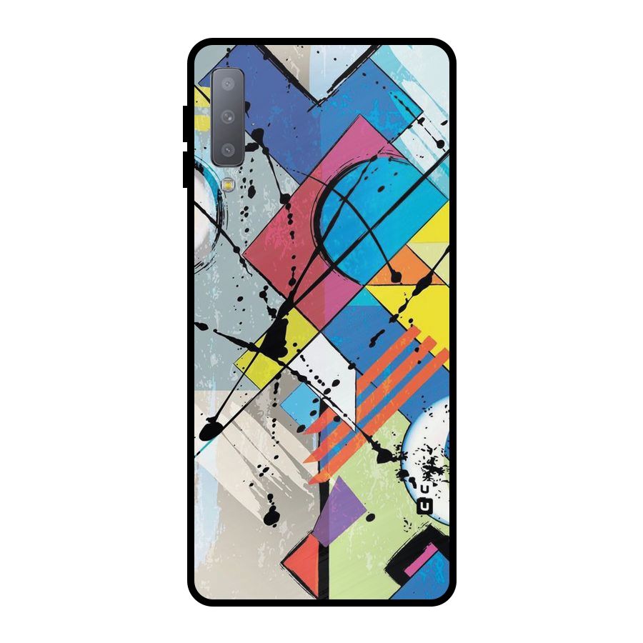 Abstract Paint Shape Metal Back Case for Galaxy A7 (2018)