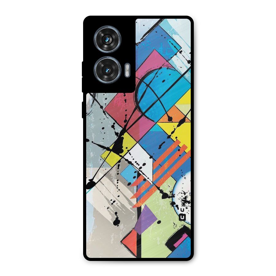 Abstract Paint Shape Metal Back Case for Motorola Edge 50 Fusion
