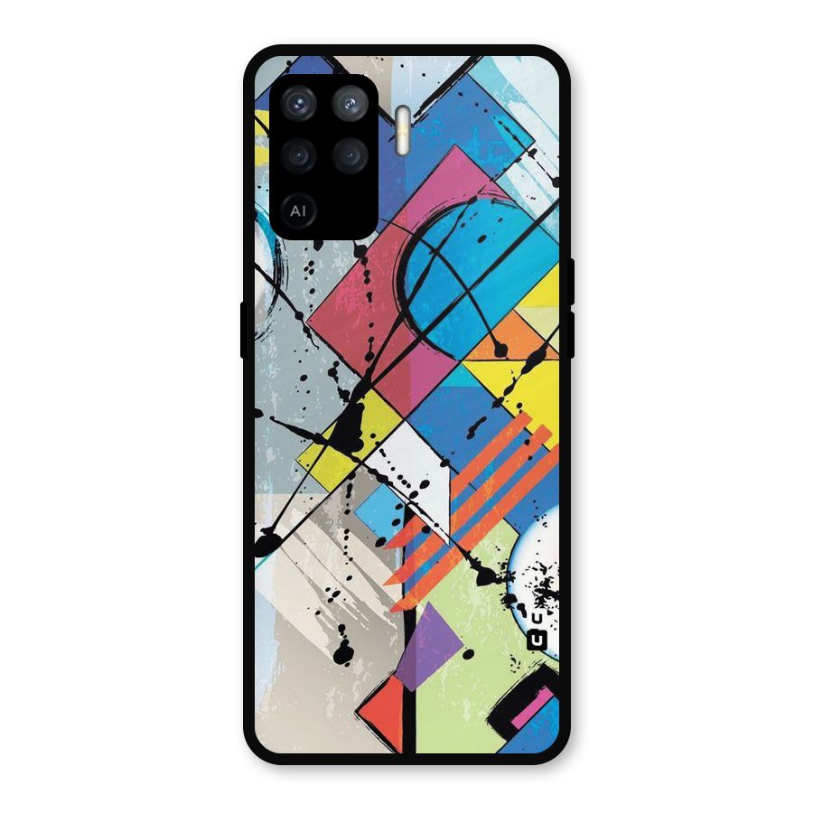 Abstract Paint Shape Metal Back Case for Oppo F19 Pro
