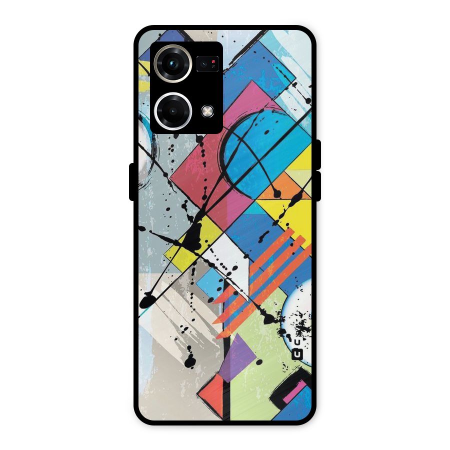 Abstract Paint Shape Metal Back Case for Oppo F21 Pro 4G