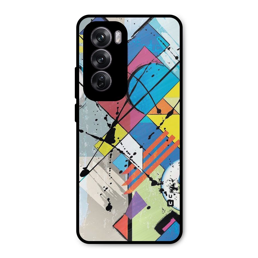 Abstract Paint Shape Metal Back Case for Oppo Reno12 Pro