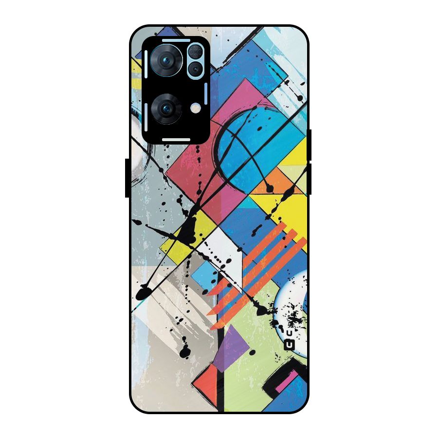 Abstract Paint Shape Metal Back Case for Oppo Reno7 Pro 5G