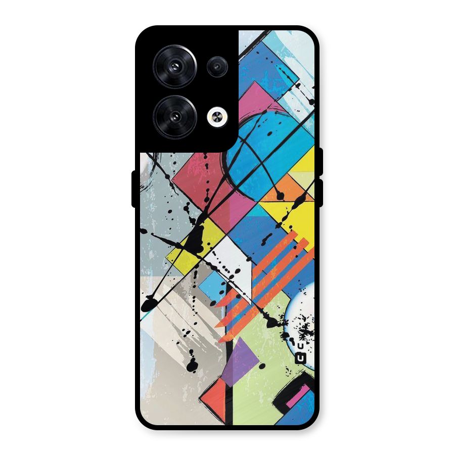 Abstract Paint Shape Metal Back Case for Oppo Reno8 5G