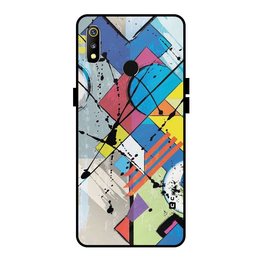 Abstract Paint Shape Metal Back Case for Realme 3i