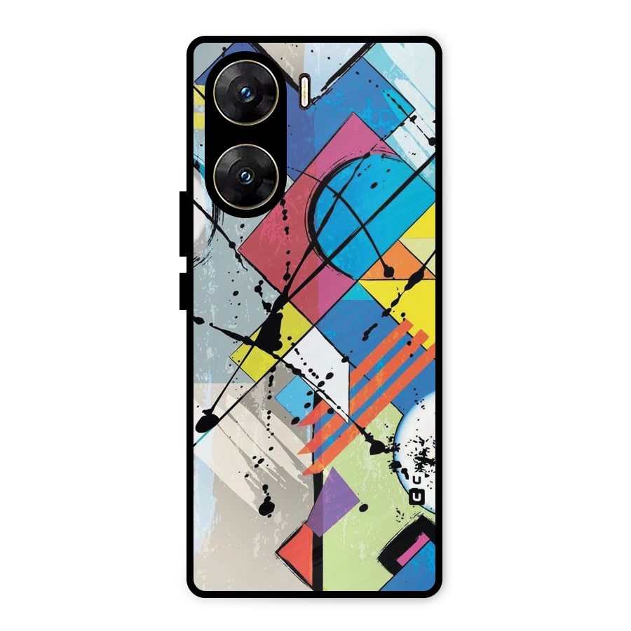 Abstract Paint Shape Metal Back Case for Vivo V29e