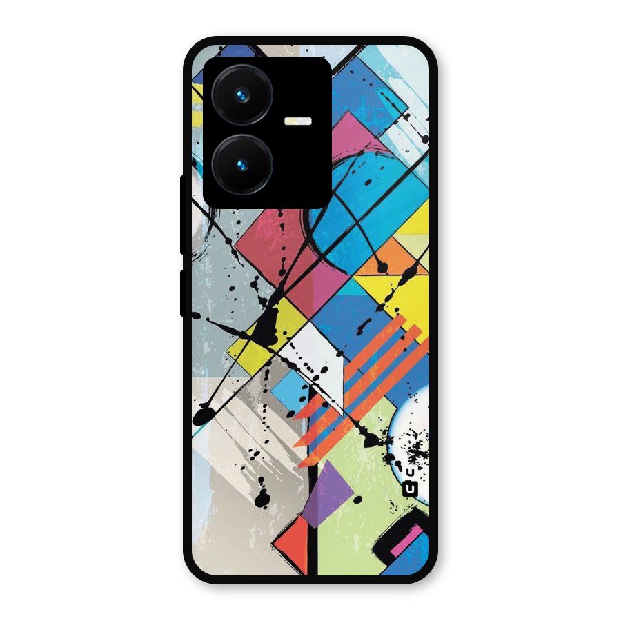 Abstract Paint Shape Metal Back Case for Vivo Y22s