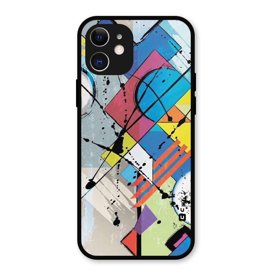 Abstract Paint Shape Metal Back Case for iPhone 12