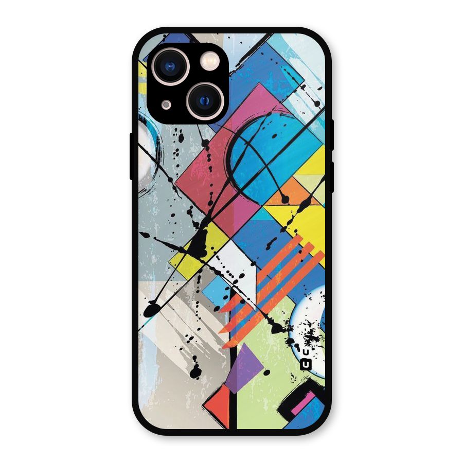 Abstract Paint Shape Metal Back Case for iPhone 13