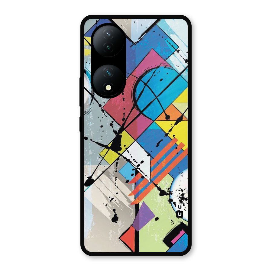 Abstract Paint Shape Metal Back Case for iQOO Z7s