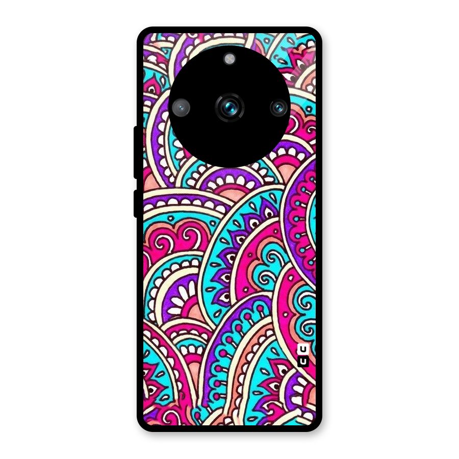 Abstract Rangoli Design Glass Back Case for Realme 11 Pro