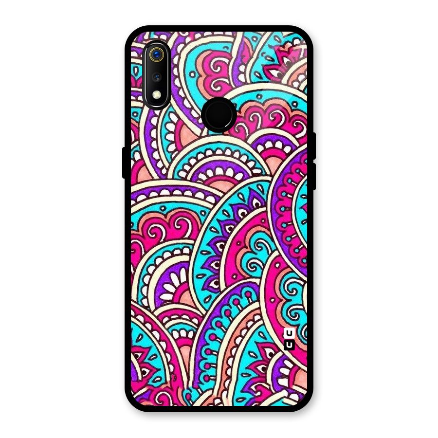 Abstract Rangoli Design Glass Back Case for Realme 3