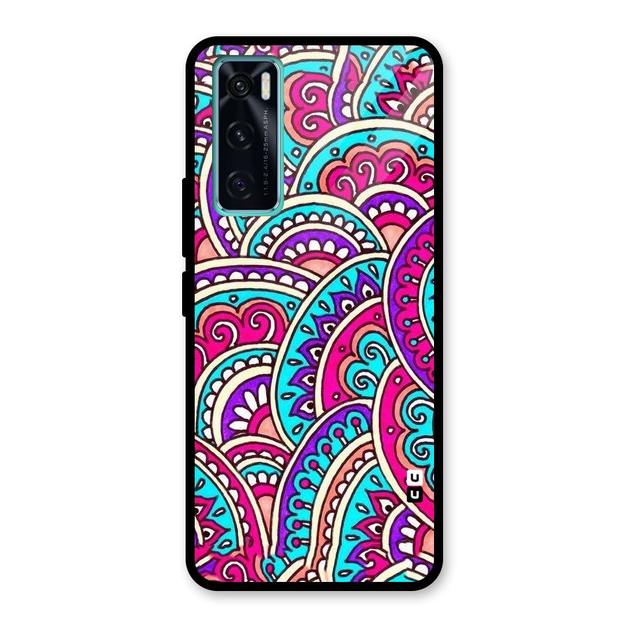 Abstract Rangoli Design Glass Back Case for Vivo V20 SE