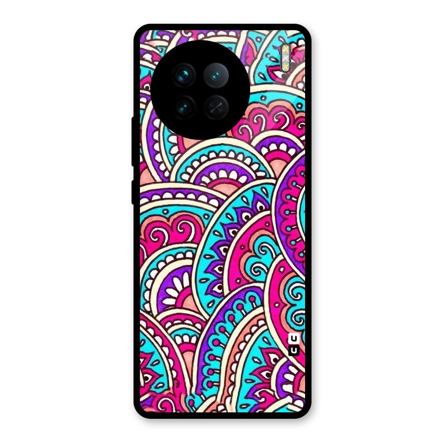 Abstract Rangoli Design Glass Back Case for Vivo X90