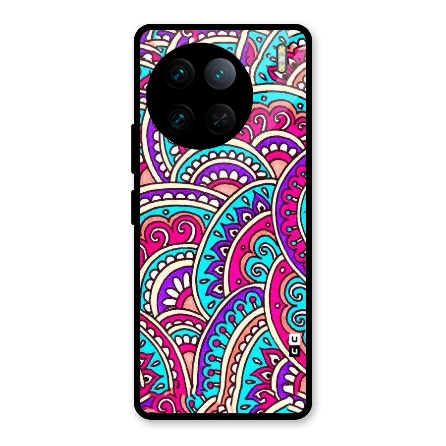 Abstract Rangoli Design Glass Back Case for Vivo X90 Pro