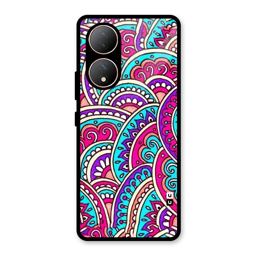 Abstract Rangoli Design Glass Back Case for Vivo Y100A