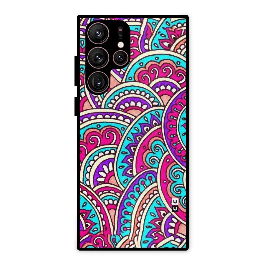 Abstract Rangoli Design Metal Back Case for Galaxy S22 Ultra 5G